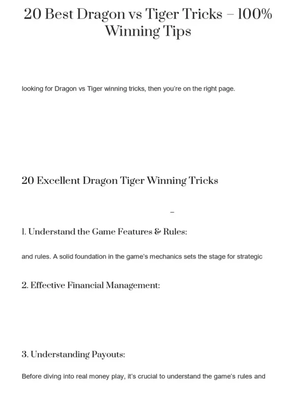 Dragon Tiger Rules: Master the Game at Panalobet Casino
